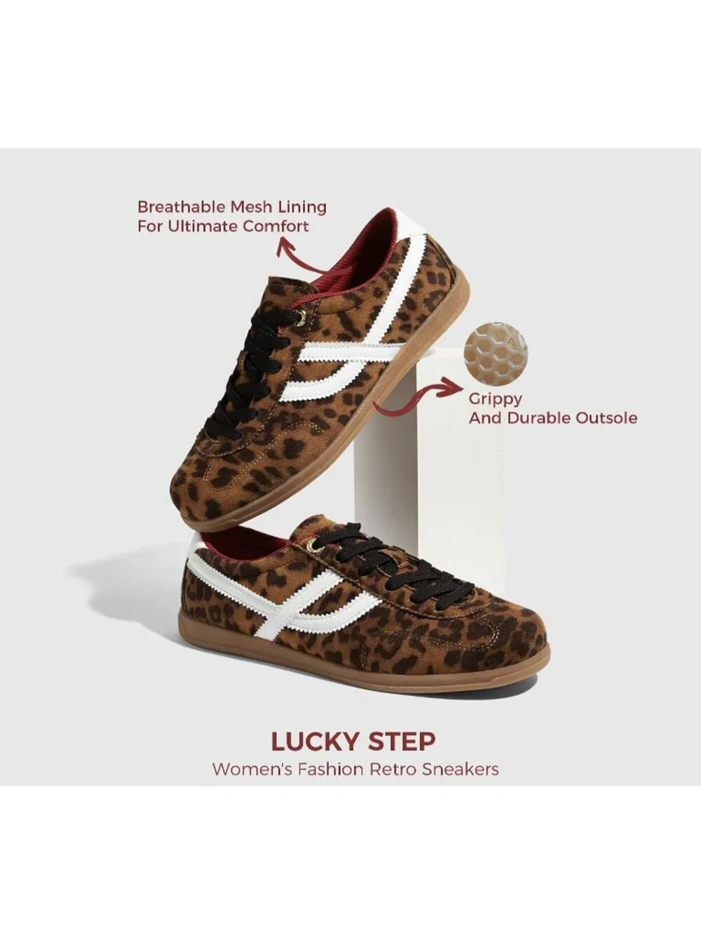 Women's Leopard Classic Retro Casual Fashion Gum Sole Running Walking Shoes
